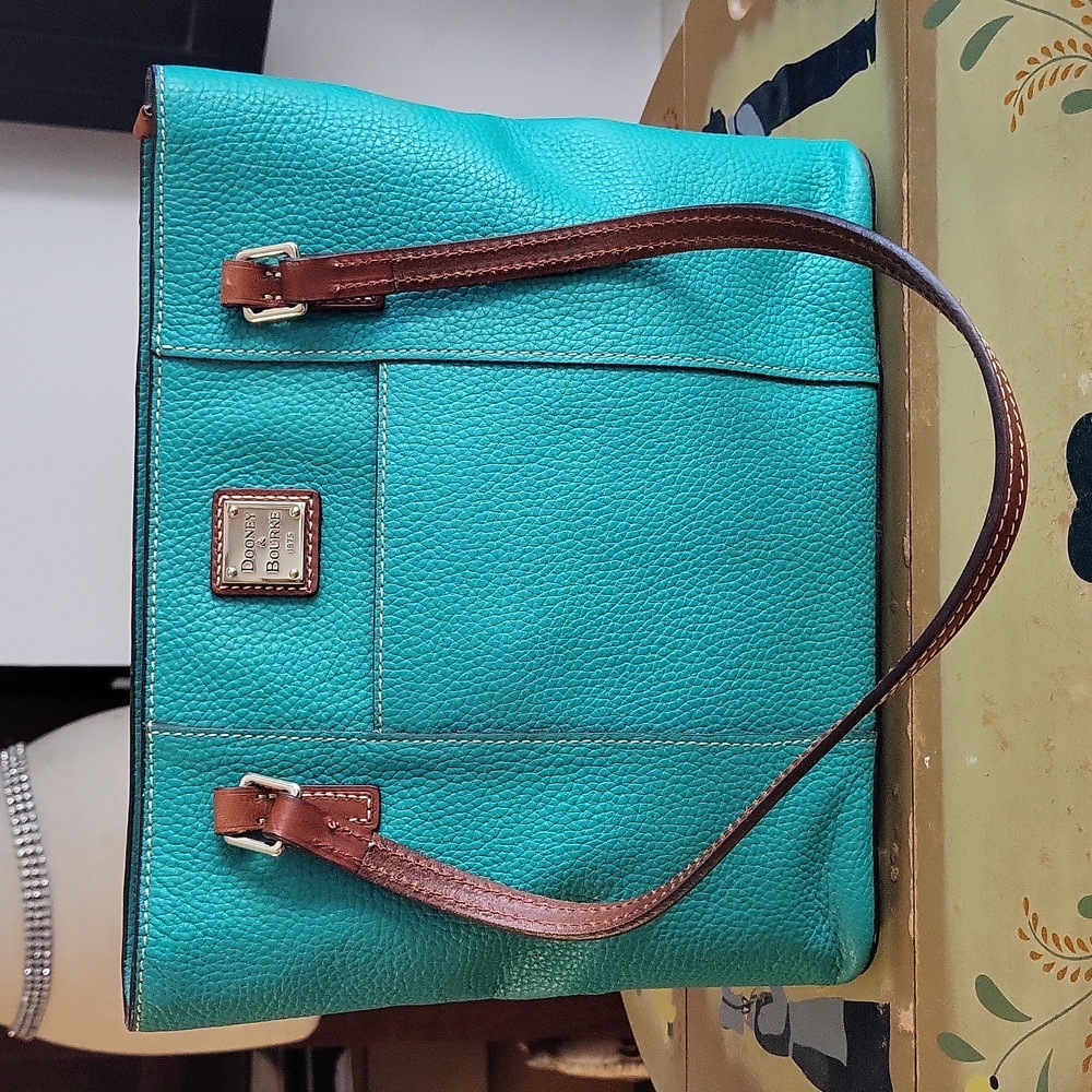 Dooney & Bourke Small Teal Pebble Leather Lexington Shopper Purse